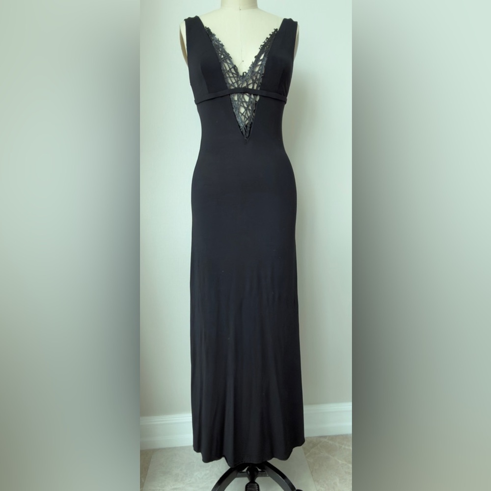 La Perla Black Lace-Trim Maxi Dress